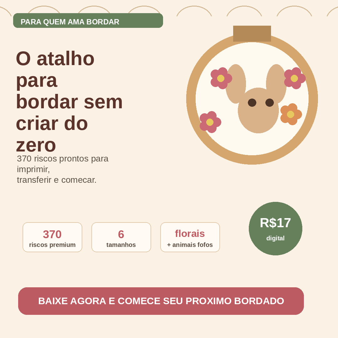 Exemplo visual de risco delicado em bastidor