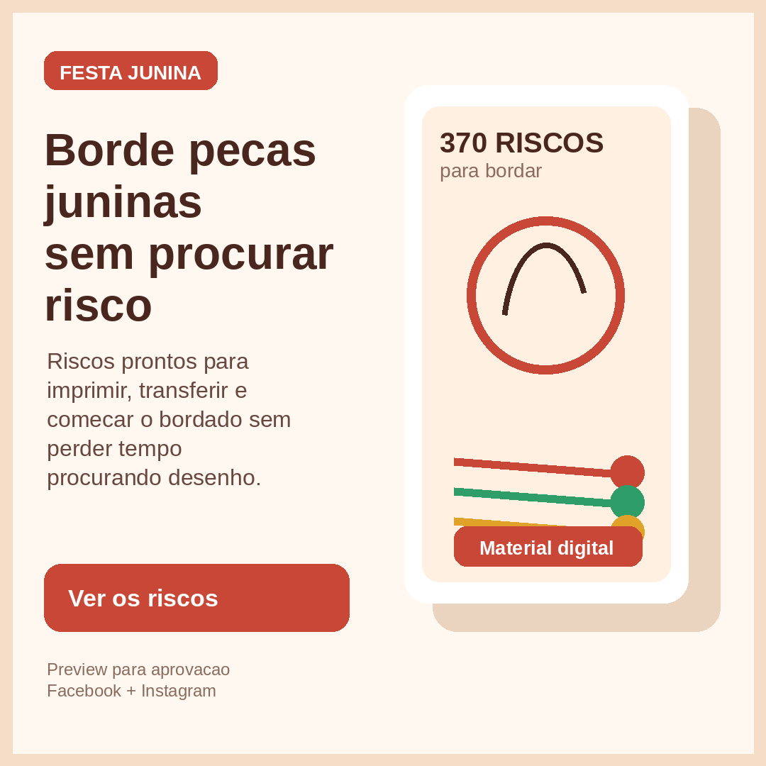 Mockup do kit digital com riscos de bordado