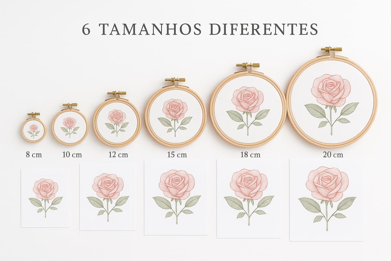 Amostra do kit com riscos em tamanhos diferentes para bordado