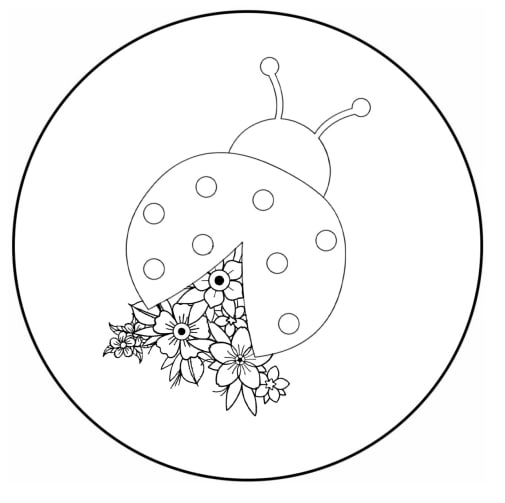 Risco de joaninha com flores