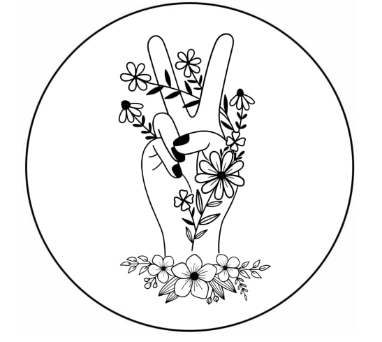 Risco de mão com flores
