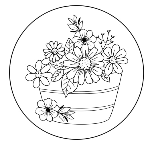 Risco de vaso com flores